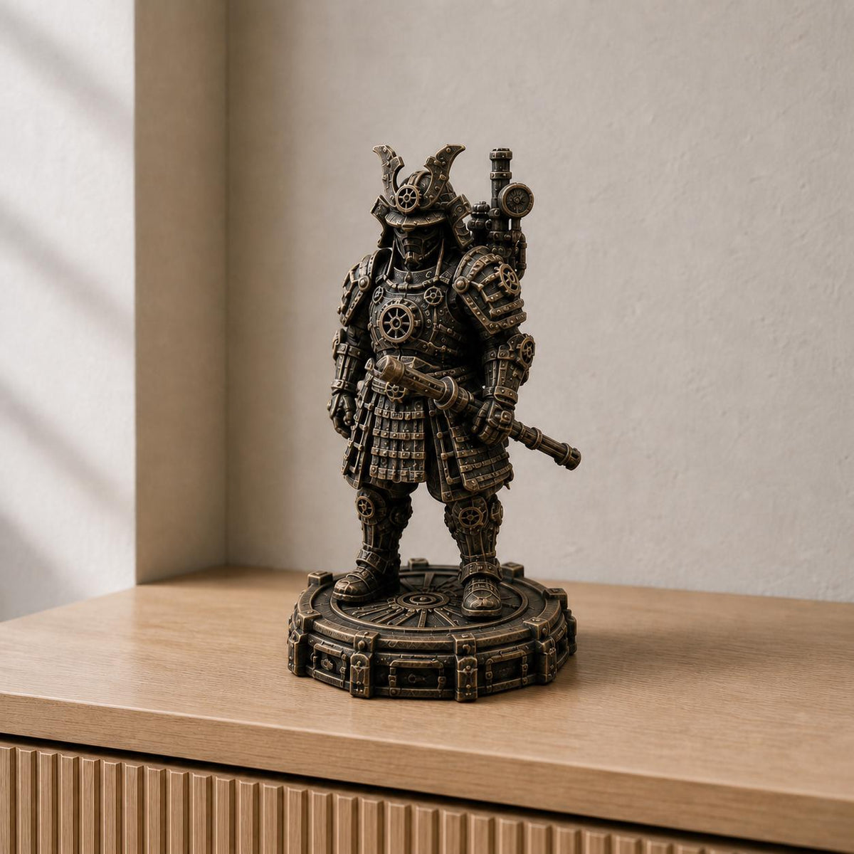 Steampunk-Samurai – mechanische Kriegerfigur | handbemalt | Made in Germany FehnFactory