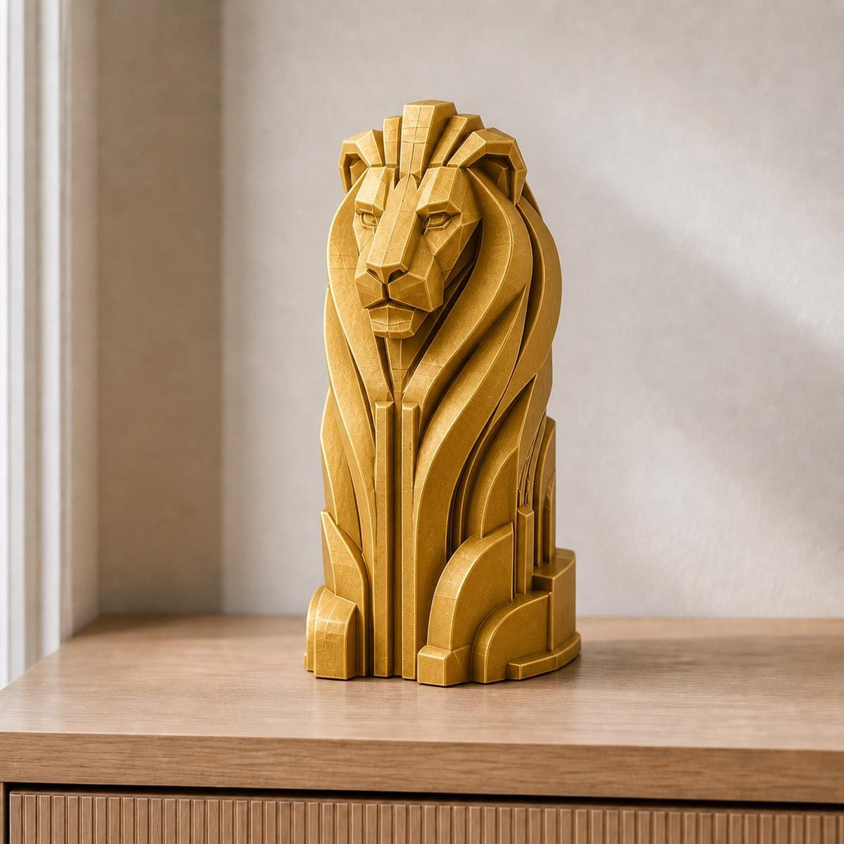 Modern-Deco-Löwe – geometrische Löwenskulptur | handbemalt | Made in Germany FehnFactory