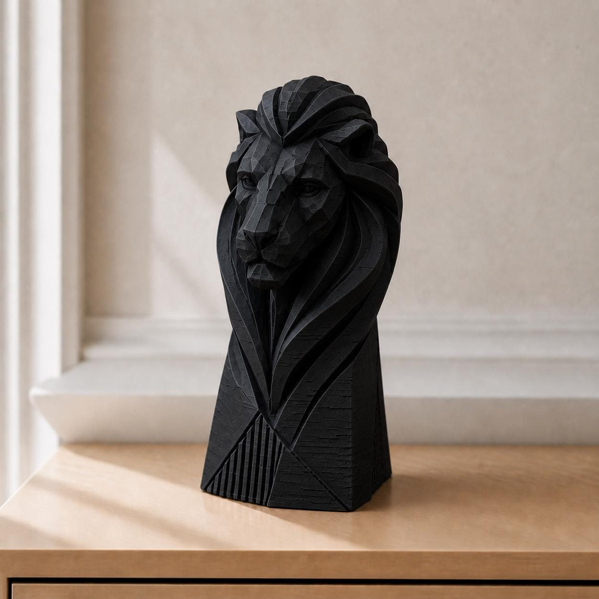 Geometrischer König – moderne Löwen-Skulptur | handbemalt | Made in Germany FehnFactory