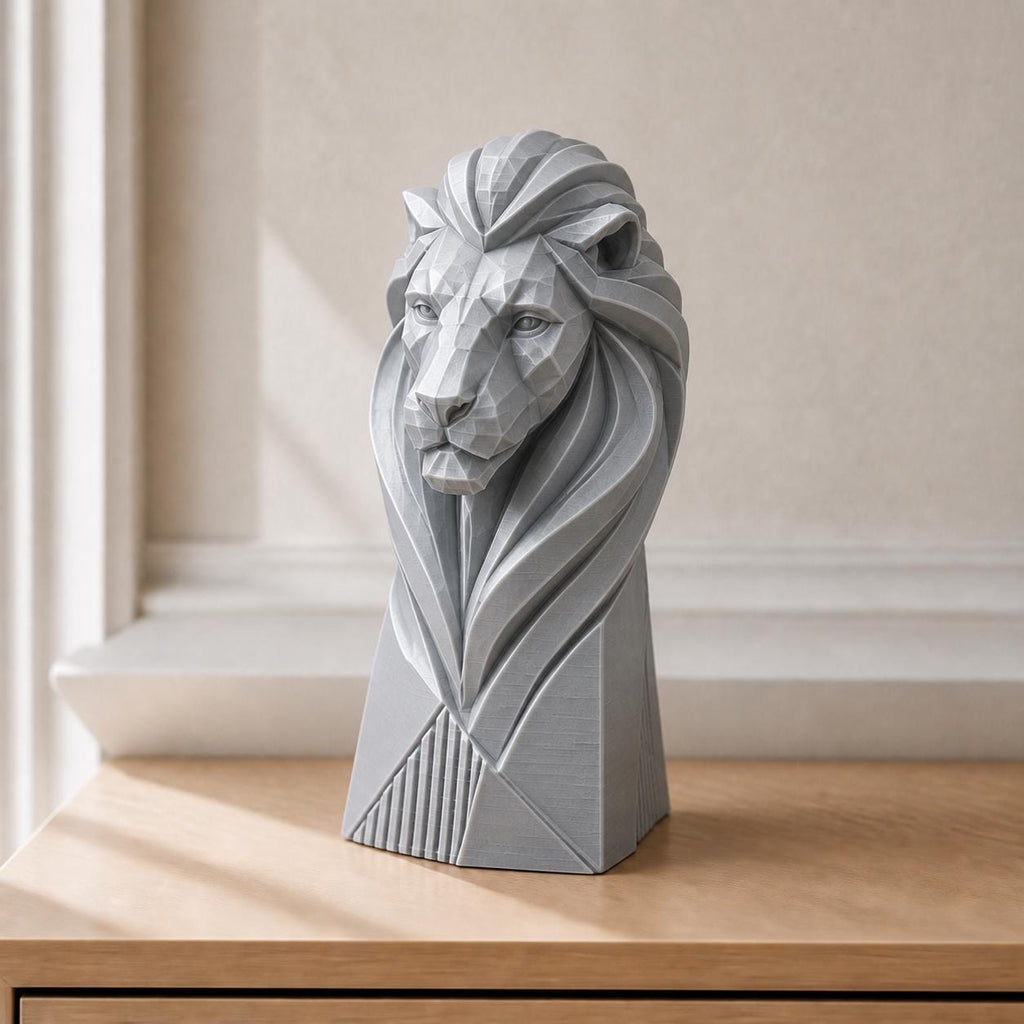 Geometrischer König – moderne Löwen-Skulptur | handbemalt | Made in Germany FehnFactory
