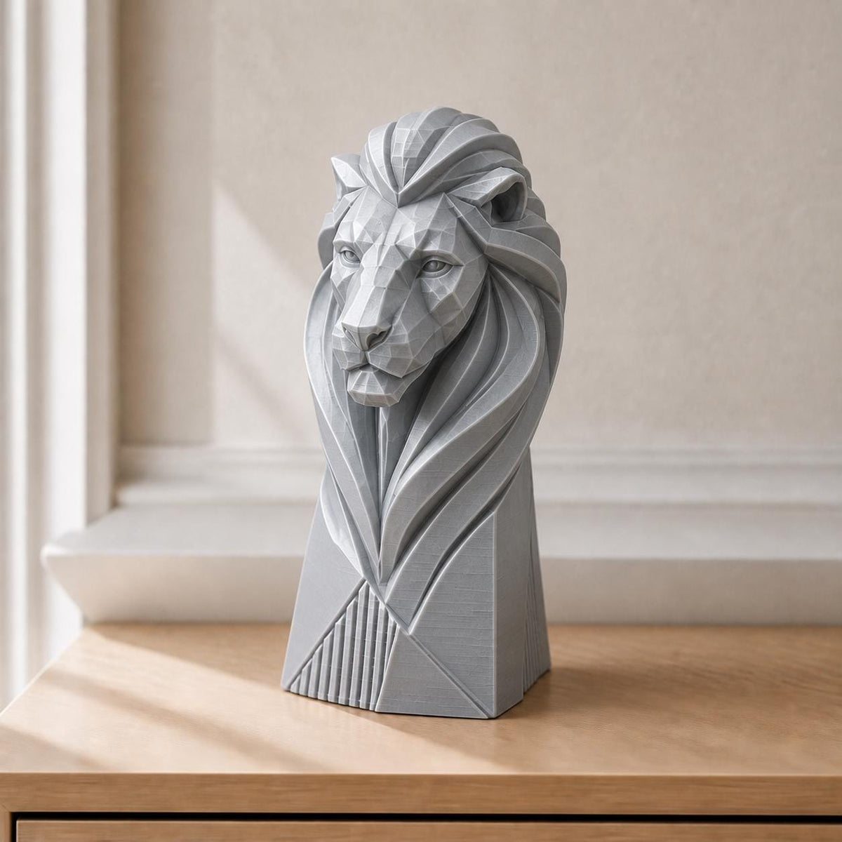 Geometrischer König – moderne Löwen-Skulptur | handbemalt | Made in Germany FehnFactory