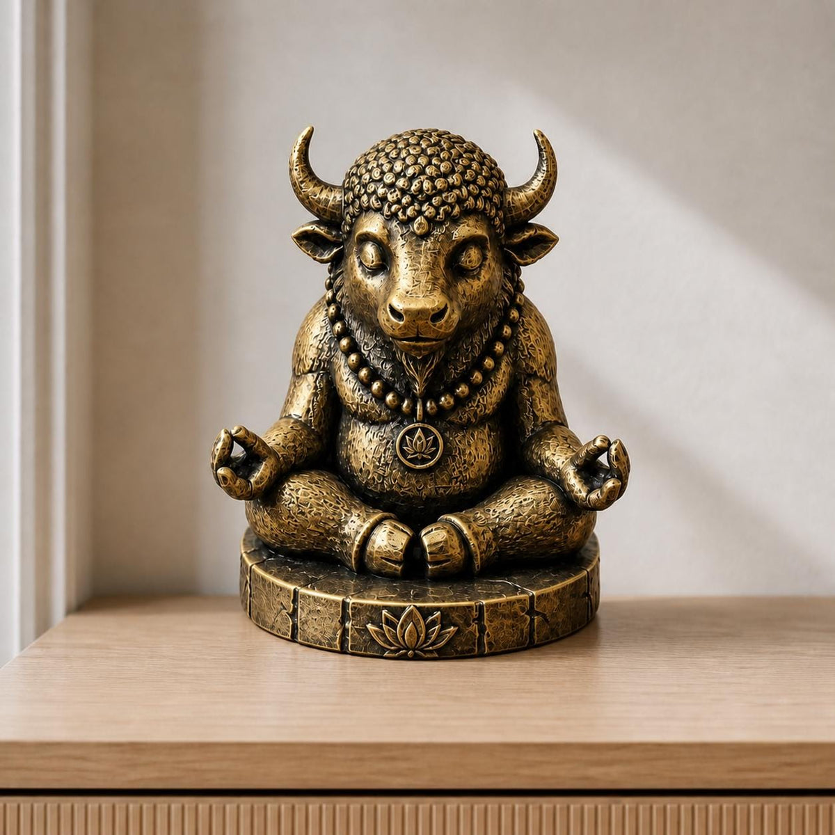 Zen-Bison – meditierende Bison-Skulptur | handbemalt | Made in Germany FehnFactory
