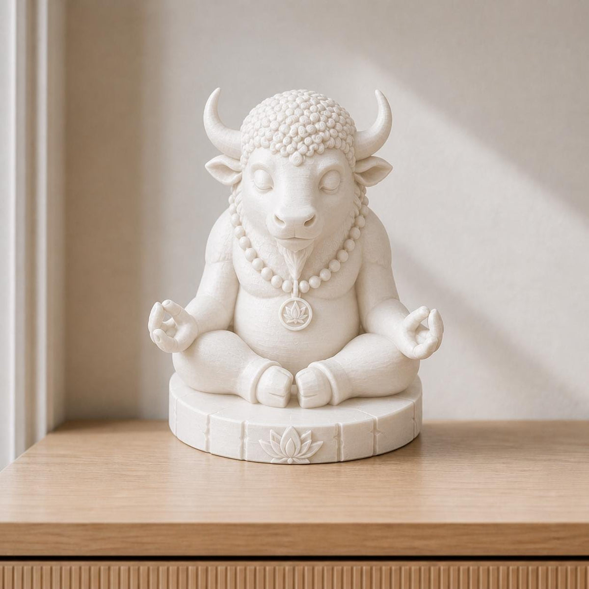 Zen-Bison – meditierende Bison-Skulptur | handbemalt | Made in Germany FehnFactory