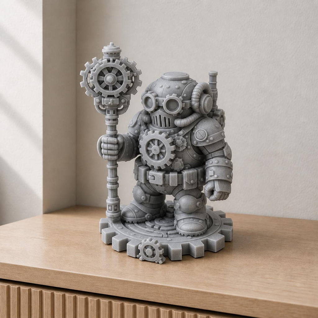 Steampunk-Roboter mit Zahnradstab – Skulptur | handbemalt | Made in Germany FehnFactory