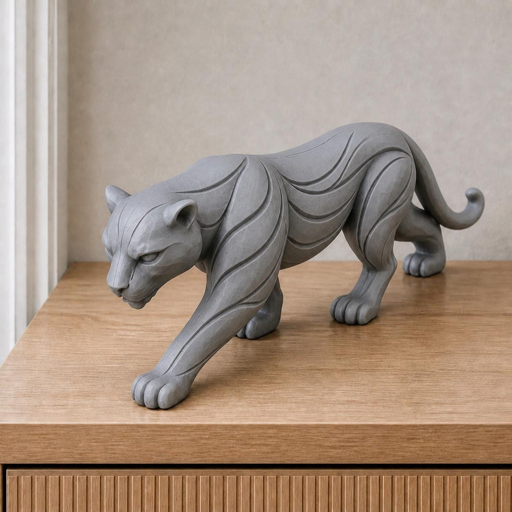Schreitender Panther – moderne Raubkatzen-Skulptur | handbemalt | Made in Germany FehnFactory