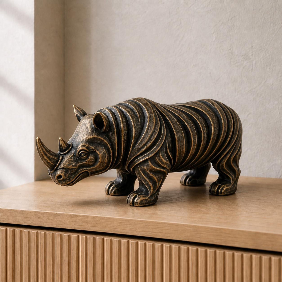 Abstraktes Nashorn – moderne Tier-Skulptur | handbemalt | Made in Germany FehnFactory