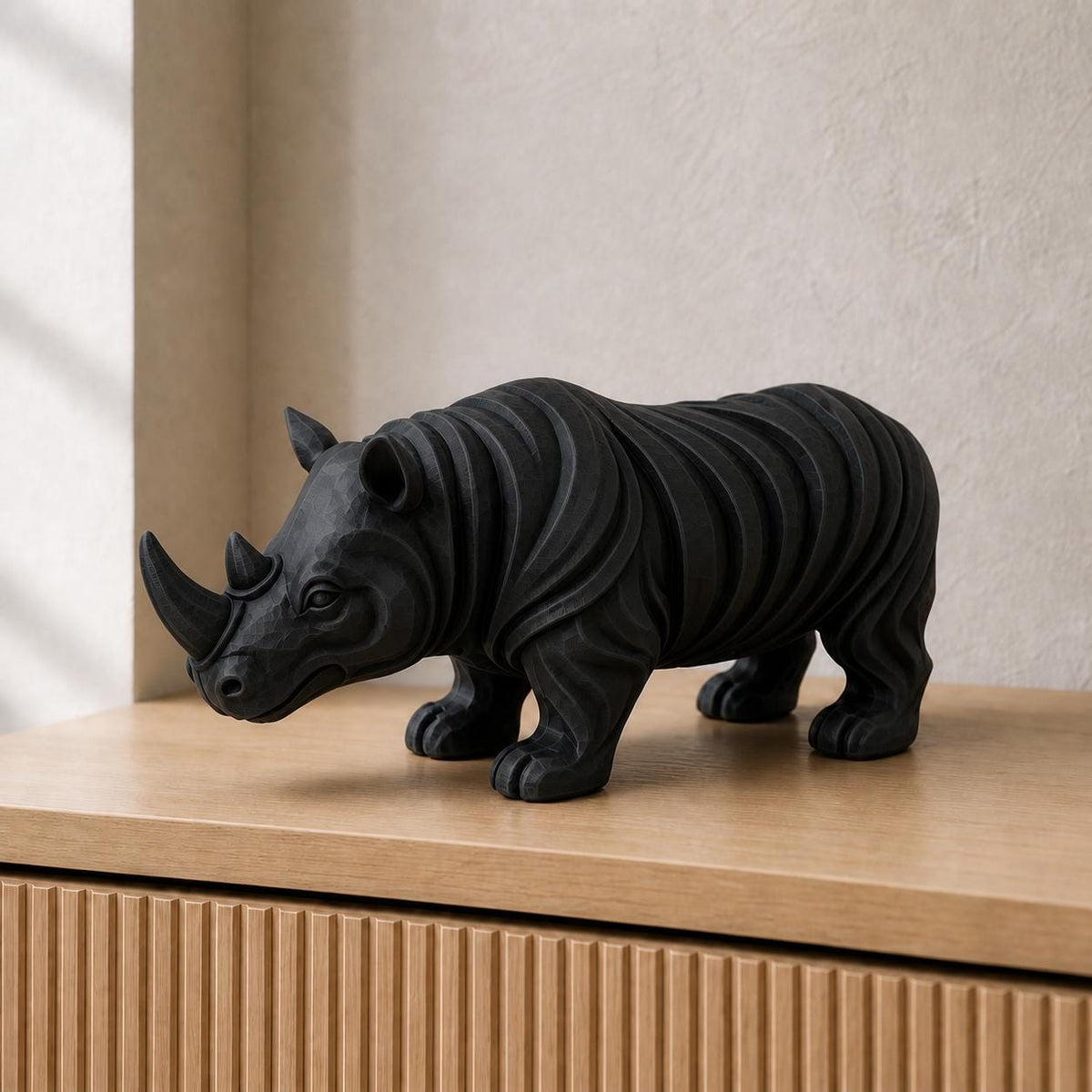 Abstraktes Nashorn – moderne Tier-Skulptur | handbemalt | Made in Germany FehnFactory