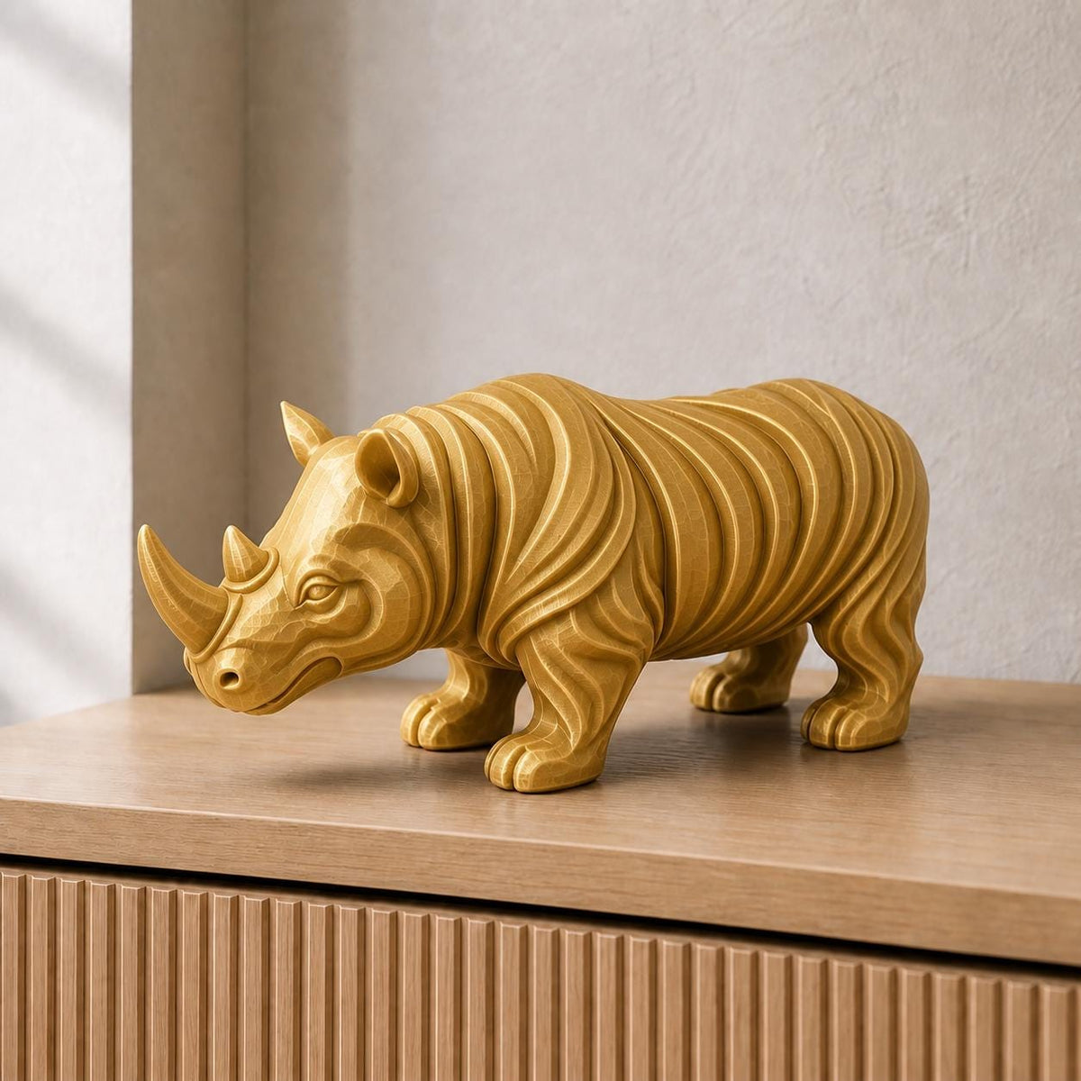 Abstraktes Nashorn – moderne Tier-Skulptur | handbemalt | Made in Germany FehnFactory