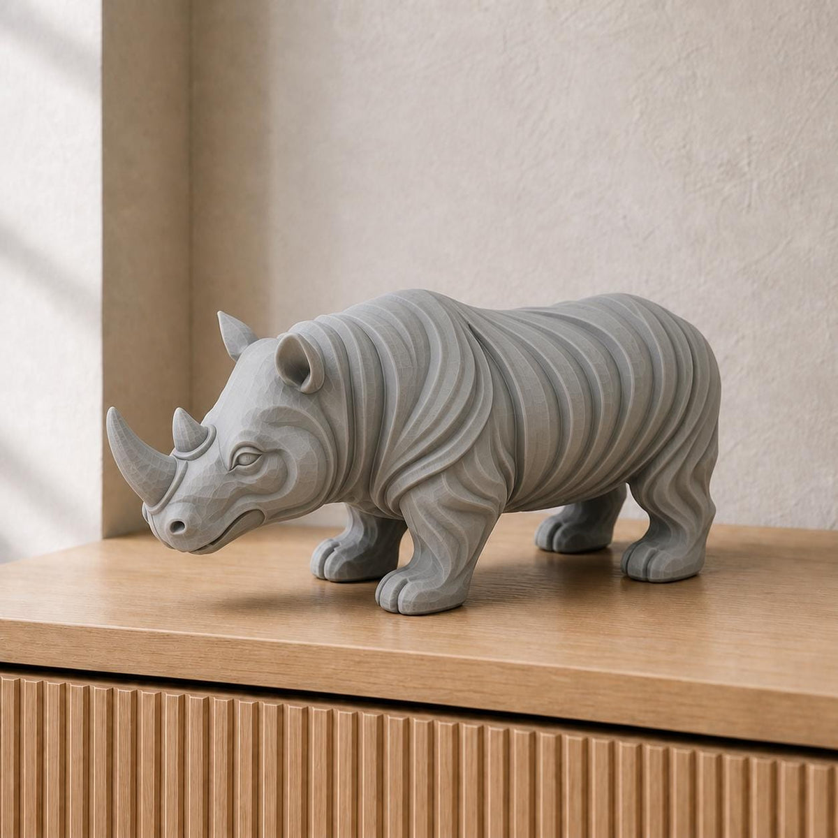 Abstraktes Nashorn – moderne Tier-Skulptur | handbemalt | Made in Germany FehnFactory