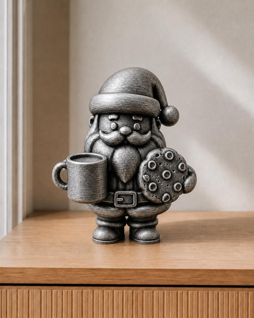 Weihnachtsmann mit Kakao & Keks – Weihnachtsfigur | handbemalt | Made in Germany FehnFactory