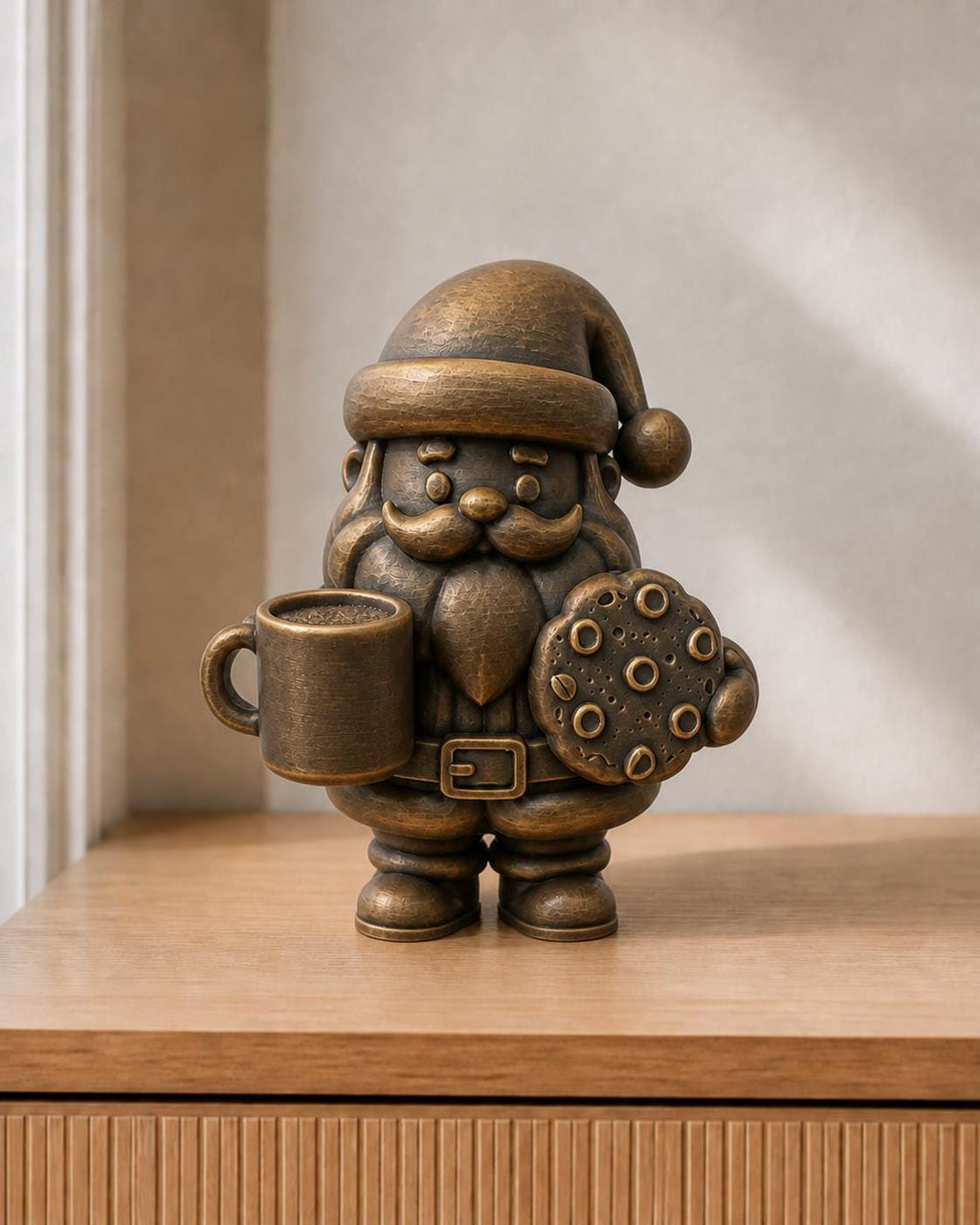 Weihnachtsmann mit Kakao & Keks – Weihnachtsfigur | handbemalt | Made in Germany FehnFactory