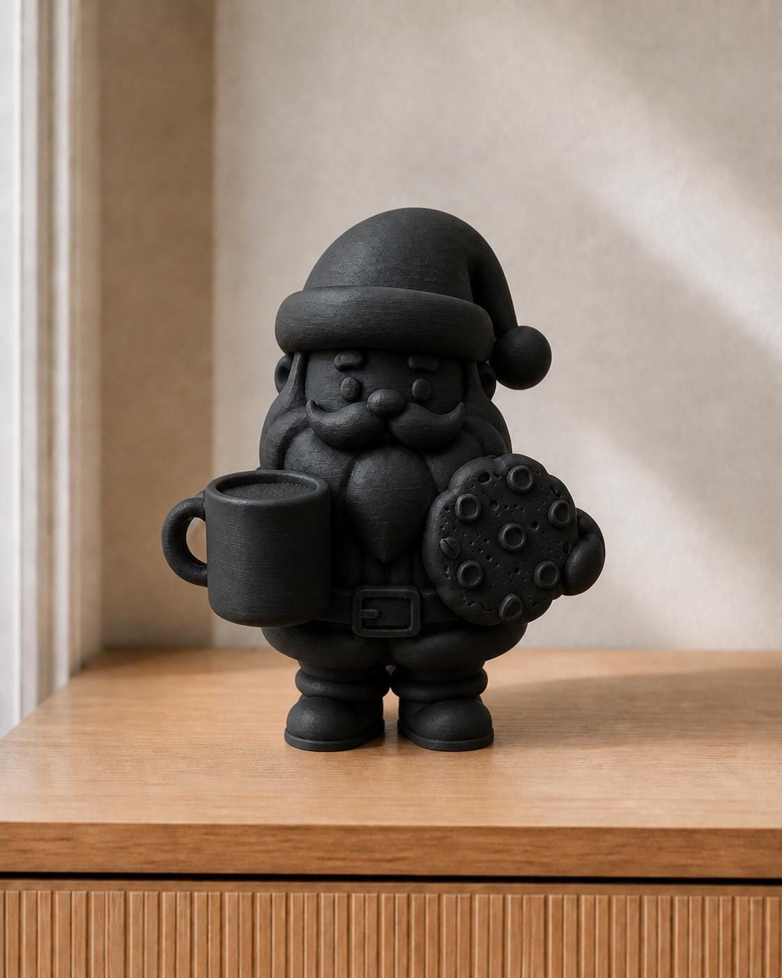 Weihnachtsmann mit Kakao & Keks – Weihnachtsfigur | handbemalt | Made in Germany FehnFactory