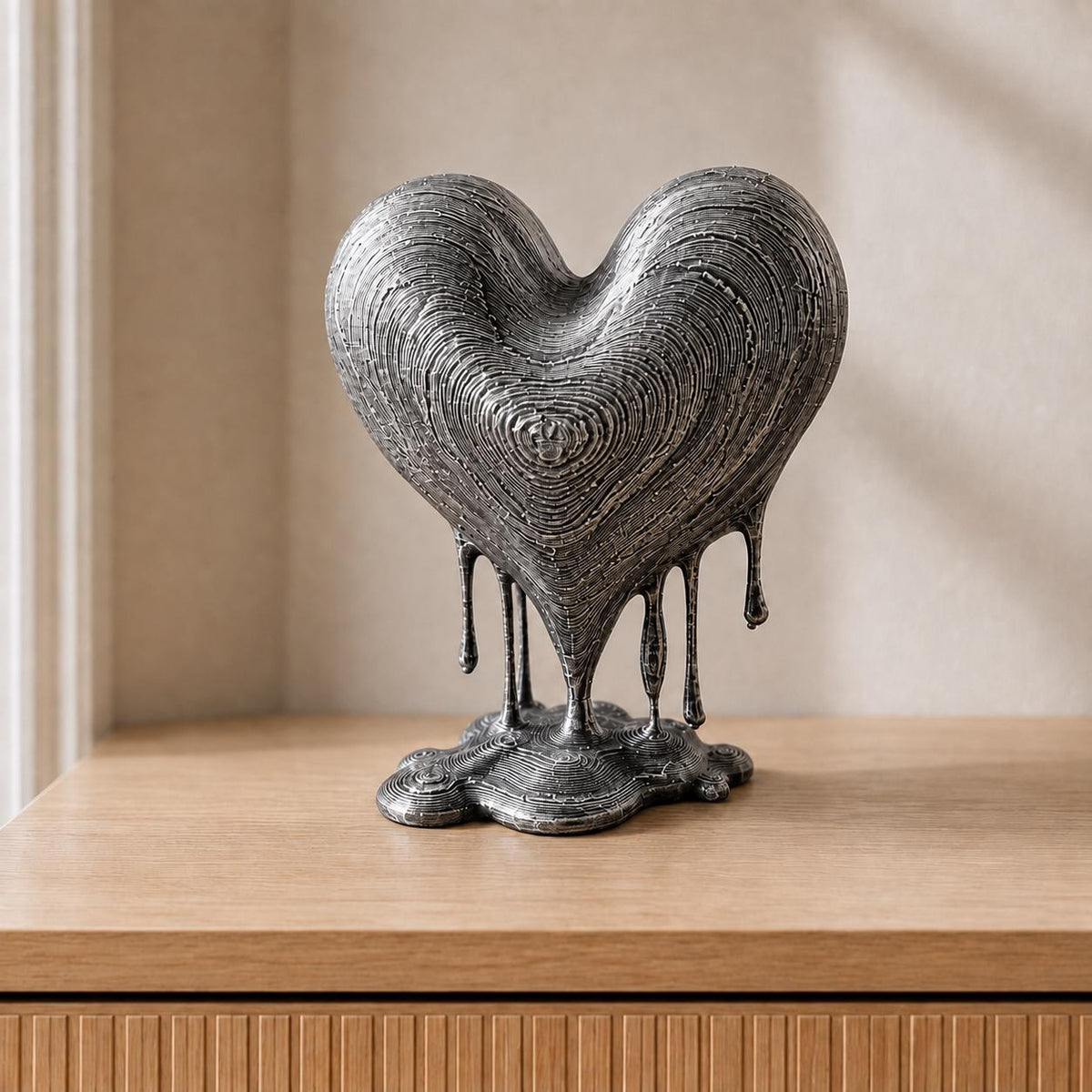 Schmelzendes Herz – moderne Herzskulptur mit Tropfen | handbemalt oder gedruckt | Made in Germany FehnFactory