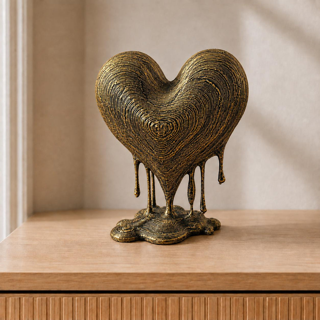 Schmelzendes Herz – moderne Herzskulptur mit Tropfen | handbemalt oder gedruckt | Made in Germany FehnFactory