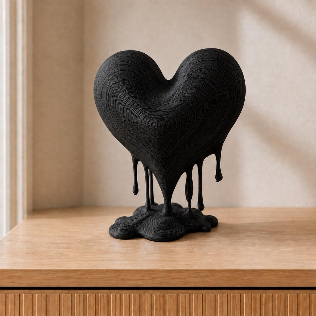 Schmelzendes Herz – moderne Herzskulptur mit Tropfen | handbemalt oder gedruckt | Made in Germany FehnFactory