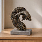 Kampffisch im Flossenbogen – Betta-Fisch-Skulptur | handbemalt oder gedruckt | Made in Germany FehnFactory