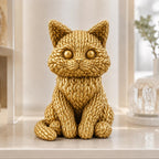 Sitzende Katze in Strickoptik – niedliche Katzenskulptur | handbemalt oder gedruckt | Made in Germany FehnFactory