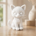 Kleine Katze mit Herzanhänger in Strickoptik – Katzenskulptur | handbemalt oder gedruckt | Made in Germany FehnFactory