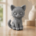 Kleine Katze mit Herzanhänger in Strickoptik – Katzenskulptur | handbemalt oder gedruckt | Made in Germany FehnFactory