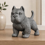 Stehender Pitbull-Welpe in Strickoptik – Hundeskulptur | handbemalt oder gedruckt | Made in Germany FehnFactory