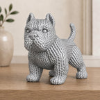 Stehender Pitbull-Welpe in Strickoptik – Hundeskulptur | handbemalt oder gedruckt | Made in Germany FehnFactory
