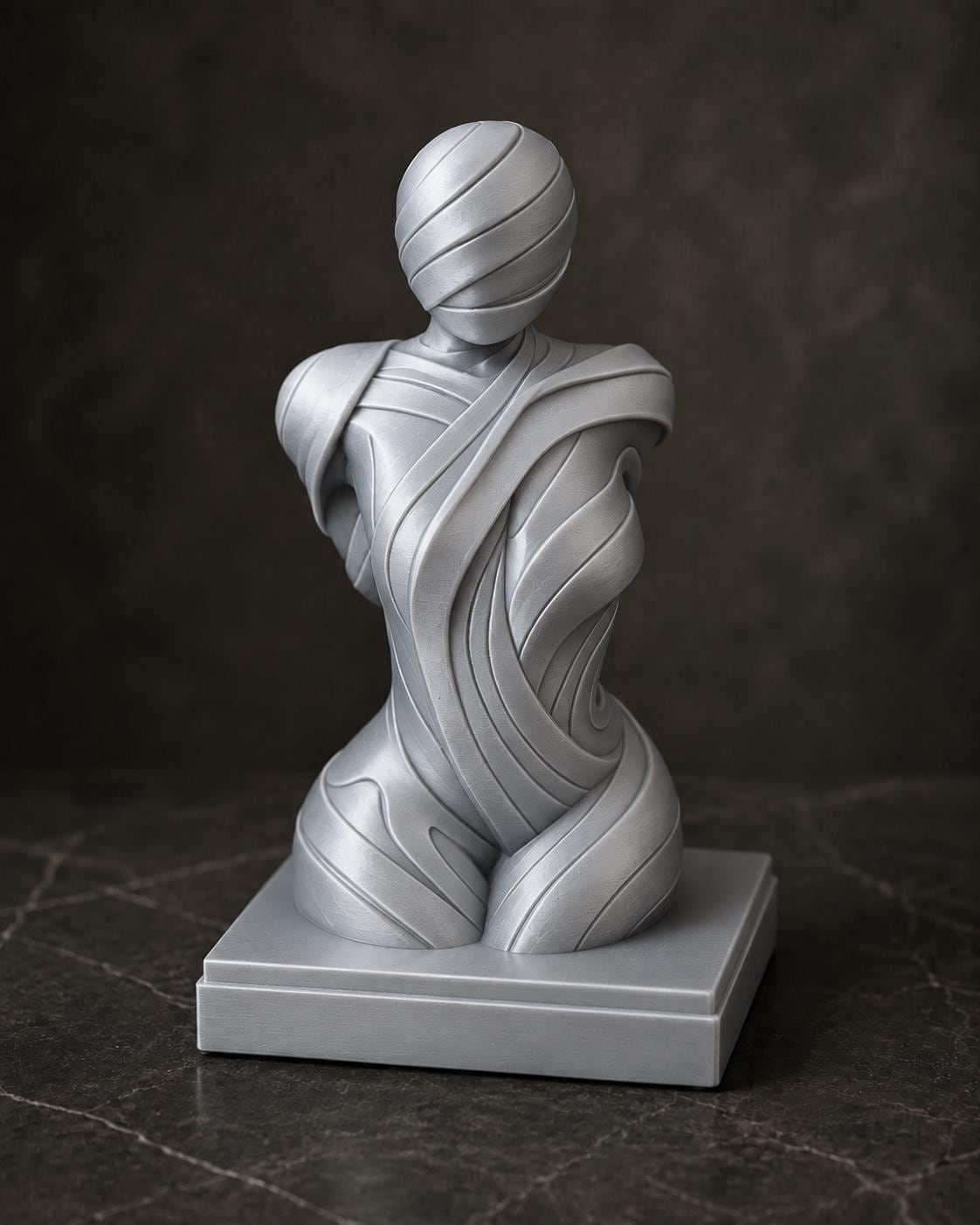 Abstrakte Frauenbüste mit fließenden Linien – moderne Skulptur | handbemalt oder gedruckt | Made in Germany FehnFactory