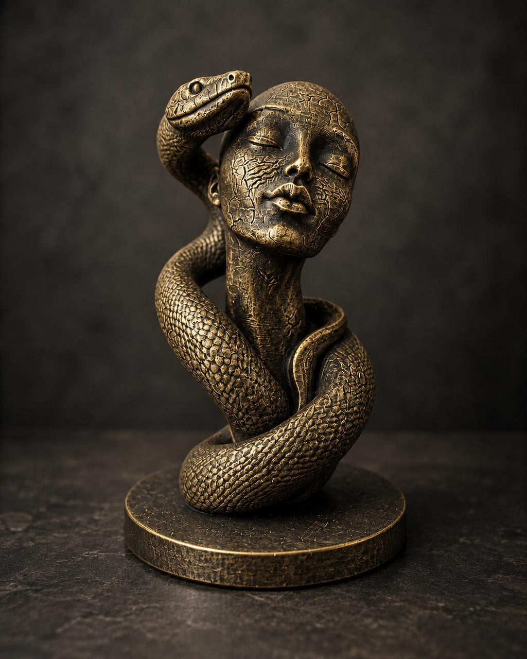 Frauenbüste mit Schlange – mystische Skulptur | handbemalt oder gedruckt | Made in Germany FehnFactory