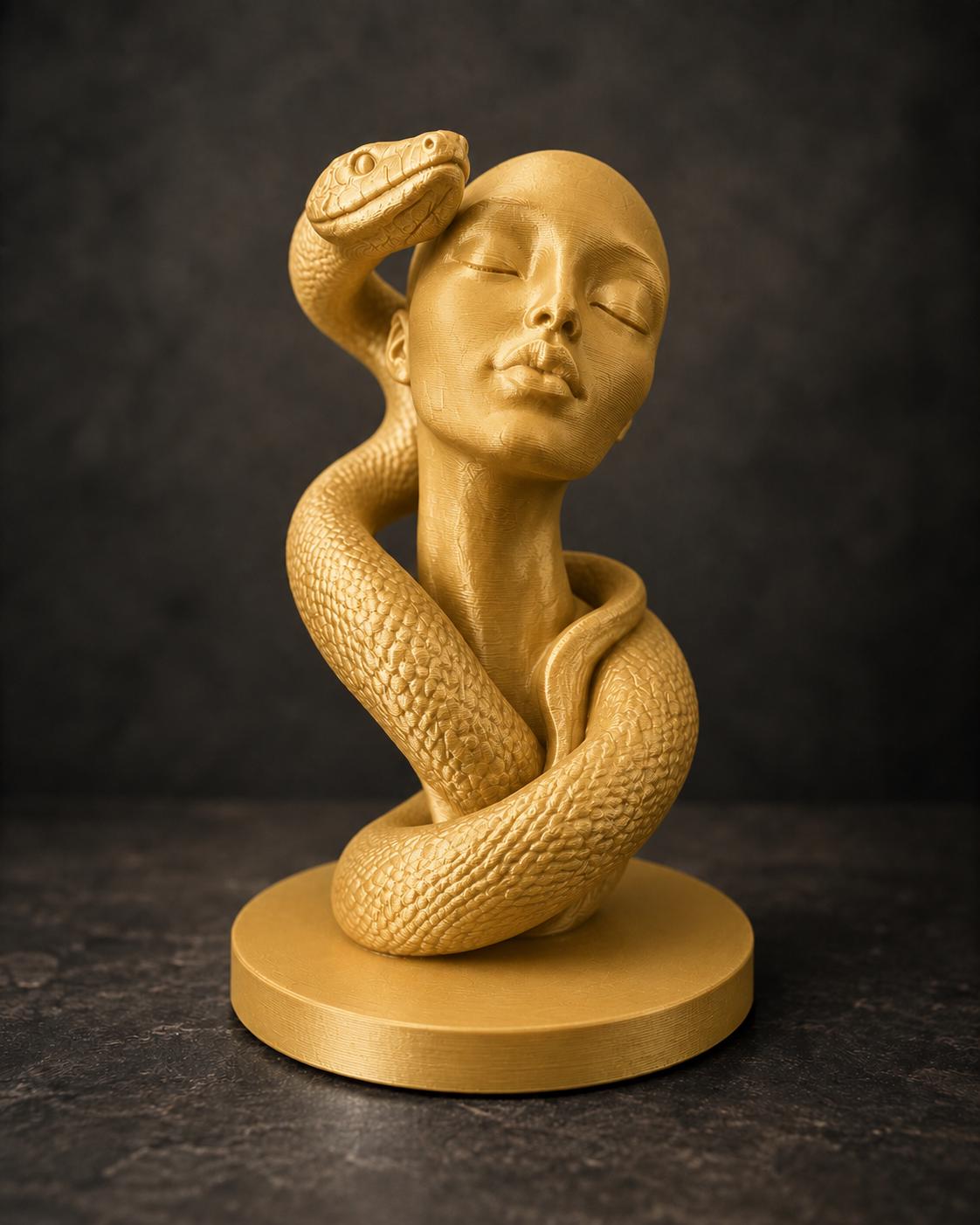 Frauenbüste mit Schlange – mystische Skulptur | handbemalt oder gedruckt | Made in Germany FehnFactory