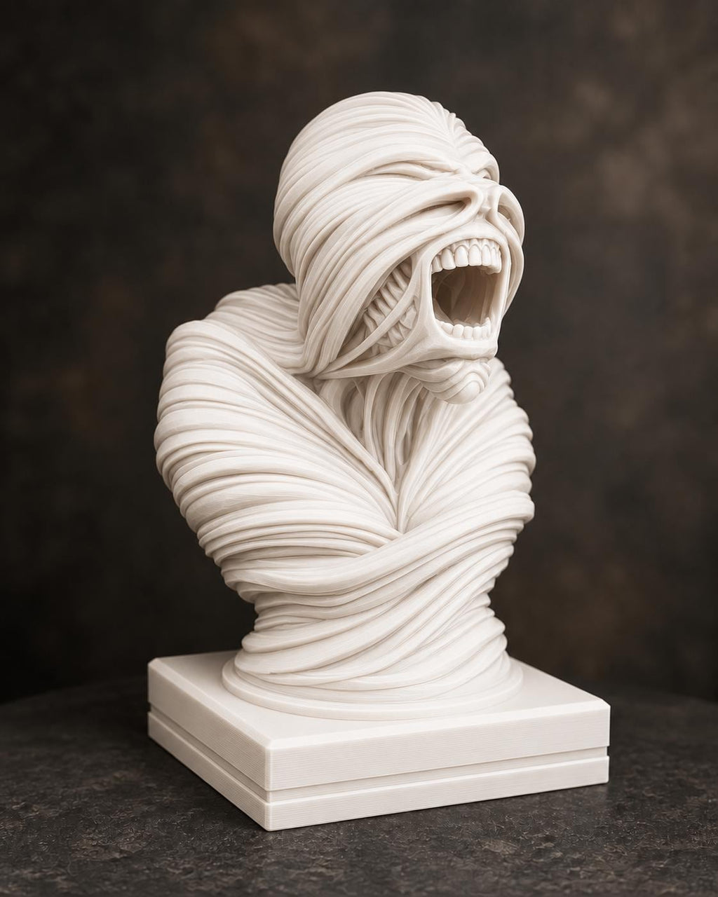 Schreiende Büste mit fließenden Bändern – Horror Skulptur | handbemalt oder gedruckt | Made in Germany FehnFactory