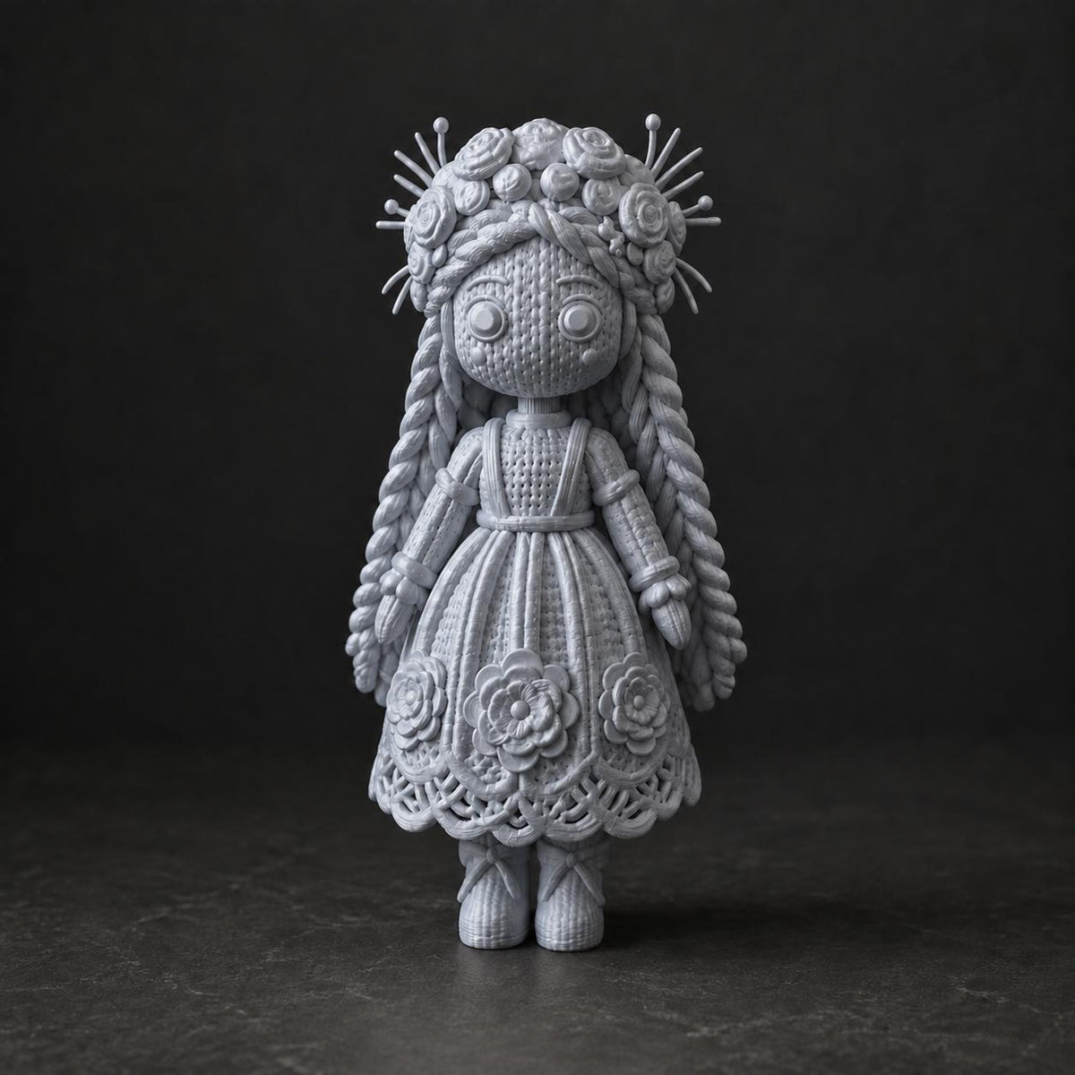 Blumenfigur in Strickoptik – florale Deko-Skulptur | handbemalt oder gedruckt | Made in Germany FehnFactory