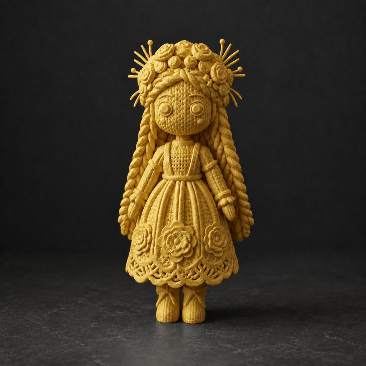 Blumenfigur in Strickoptik – florale Deko-Skulptur | handbemalt oder gedruckt | Made in Germany FehnFactory