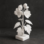 Begonienzweig mit Blüten und Knospen – florale Skulptur auf Sockel | handbemalt oder gedruckt | Made in Germany FehnFactory