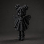 Feenfigur mit Blumen-Haardutts und Schmetterlingsflügeln in Strickoptik | handbemalt oder gedruckt | Made in Germany FehnFactory