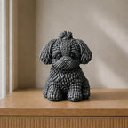 Sitzender Welpe in Strickoptik | Hundeskulptur handbemalt oder gedruckt | Made in Germany FehnFactory