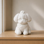 Sitzender Welpe in Strickoptik | Hundeskulptur handbemalt oder gedruckt | Made in Germany FehnFactory