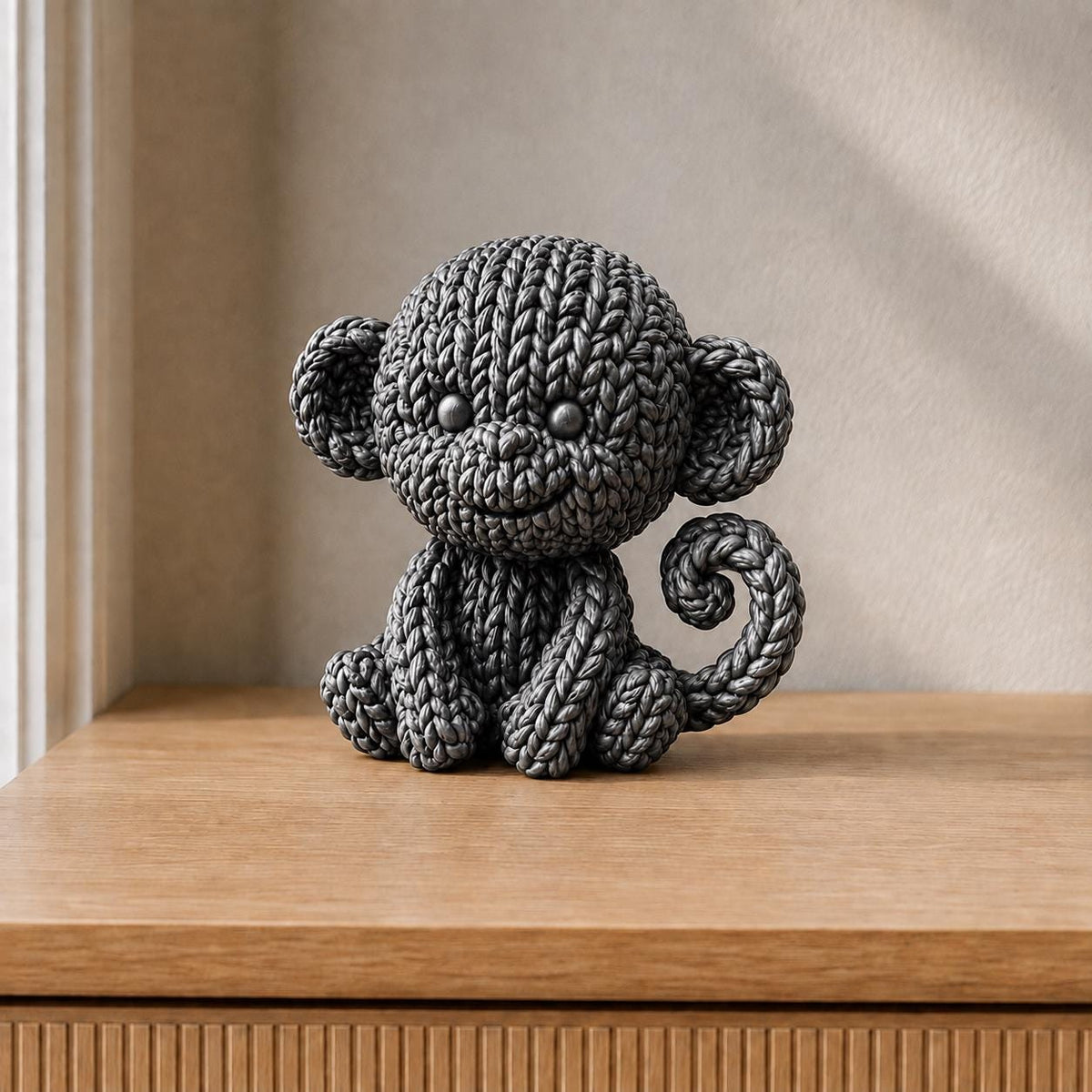 Sitzender Affe in Strickoptik | Tierfigur handbemalt oder gedruckt | Made in Germany FehnFactory