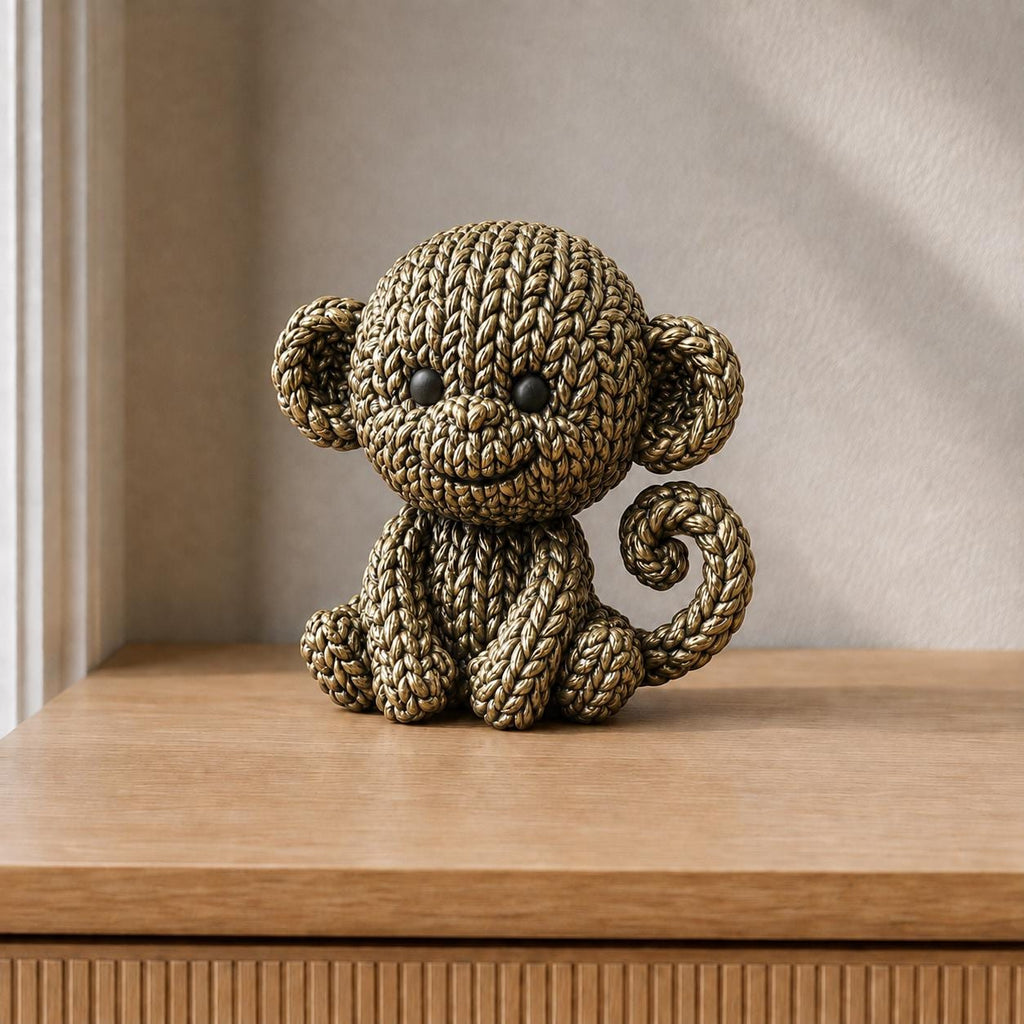 Sitzender Affe in Strickoptik | Tierfigur handbemalt oder gedruckt | Made in Germany FehnFactory