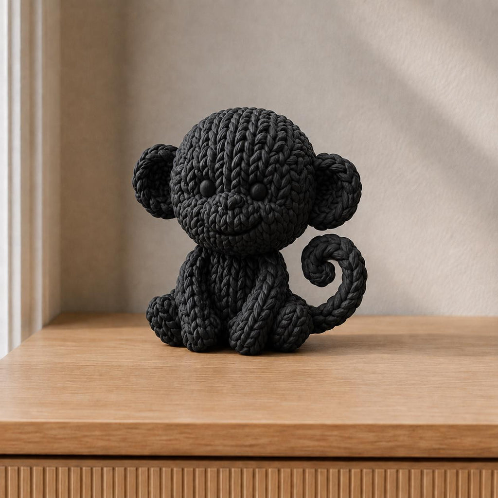 Sitzender Affe in Strickoptik | Tierfigur handbemalt oder gedruckt | Made in Germany FehnFactory