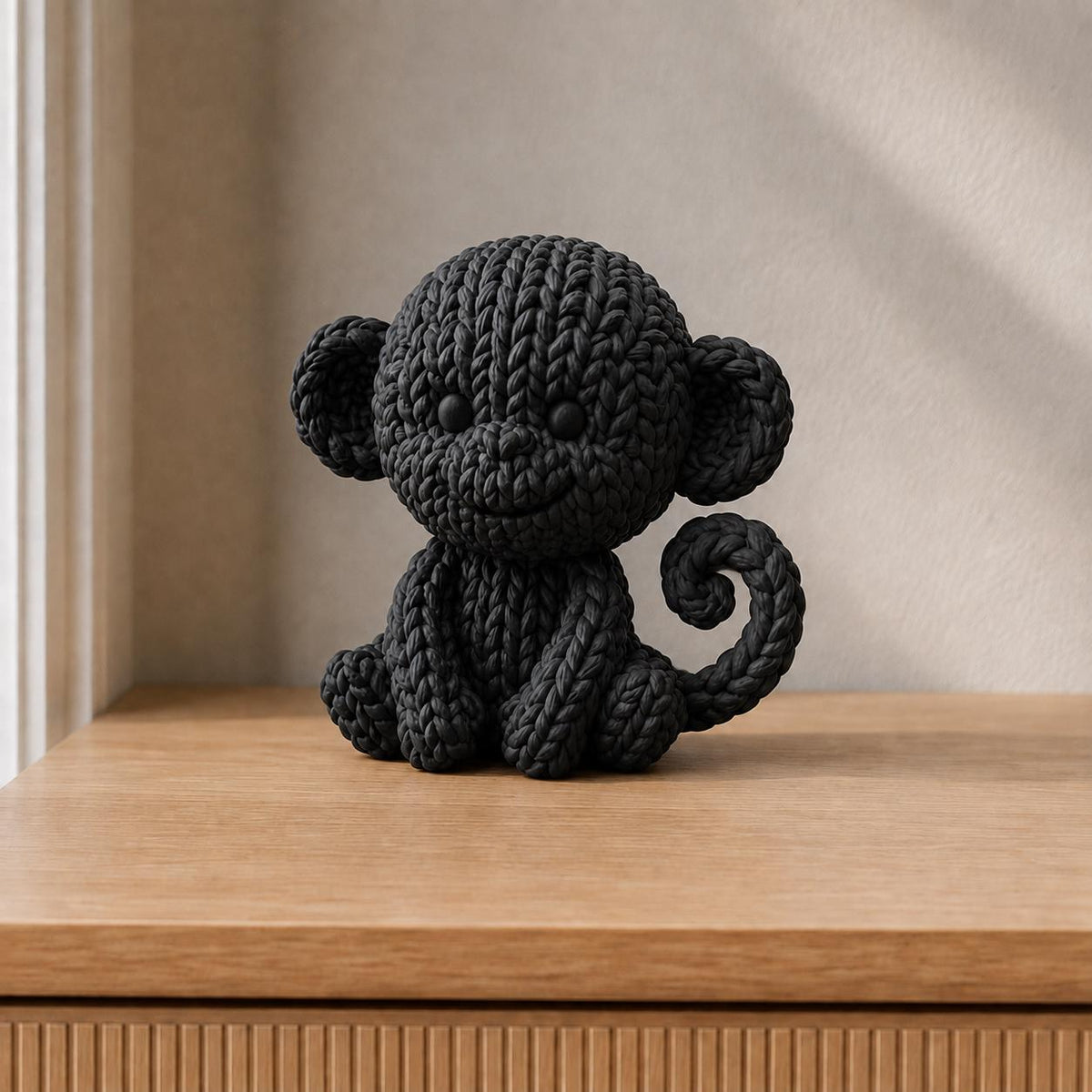 Sitzender Affe in Strickoptik | Tierfigur handbemalt oder gedruckt | Made in Germany FehnFactory