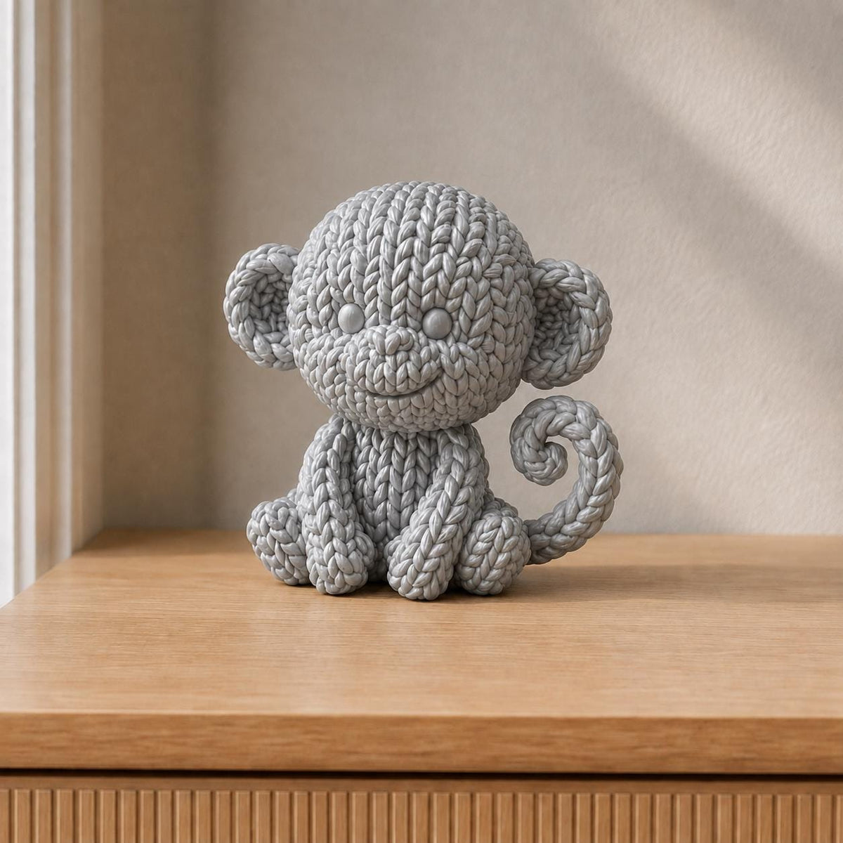 Sitzender Affe in Strickoptik | Tierfigur handbemalt oder gedruckt | Made in Germany FehnFactory