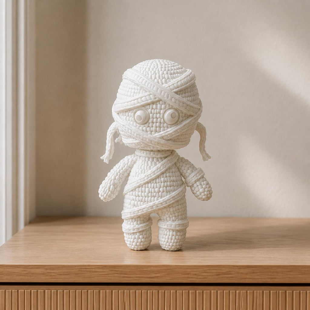 Kleine Mumienfigur in Strickoptik | Halloween-Deko handbemalt oder gedruckt | Made in Germany FehnFactory
