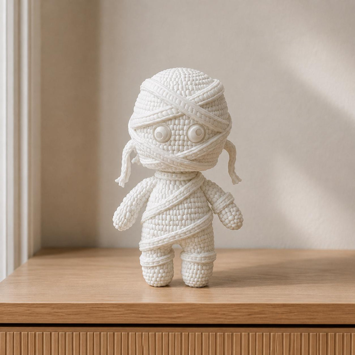 Kleine Mumienfigur in Strickoptik | Halloween-Deko handbemalt oder gedruckt | Made in Germany FehnFactory