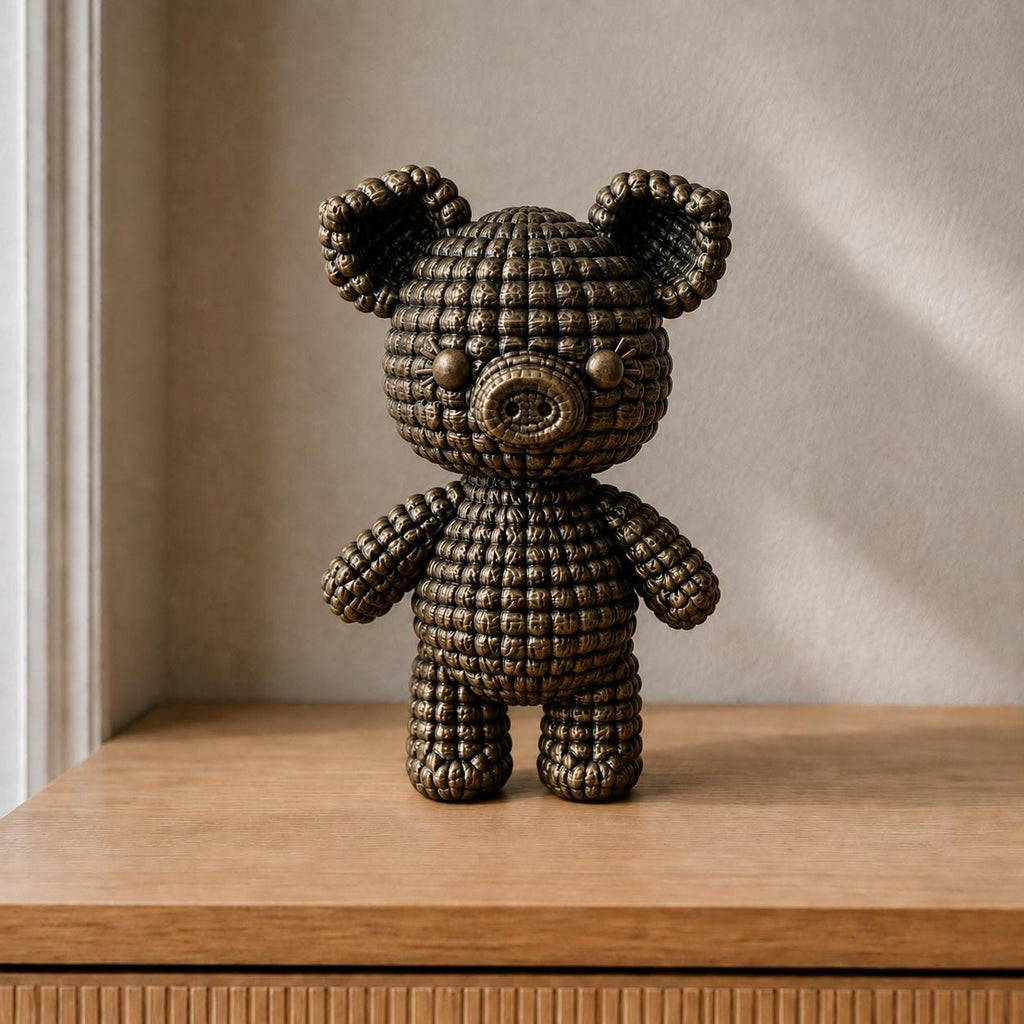 Stehendes Schweinchen in Strickoptik | Tierfigur handbemalt oder gedruckt | Made in Germany FehnFactory