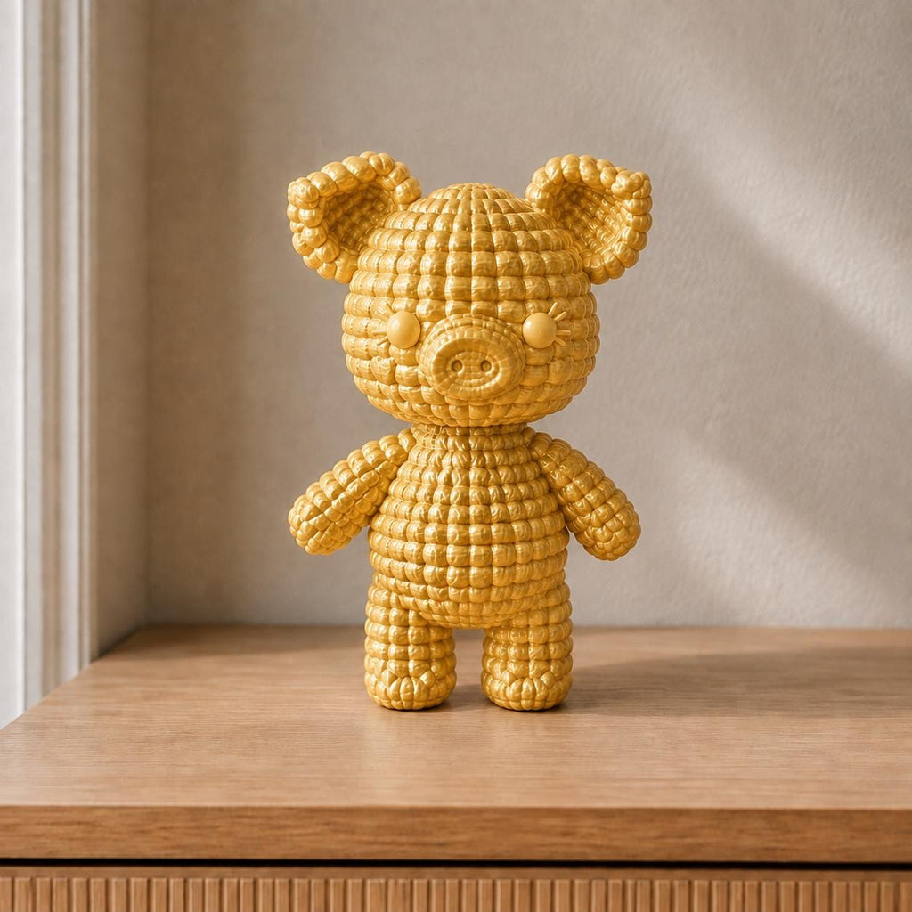 Stehendes Schweinchen in Strickoptik | Tierfigur handbemalt oder gedruckt | Made in Germany FehnFactory