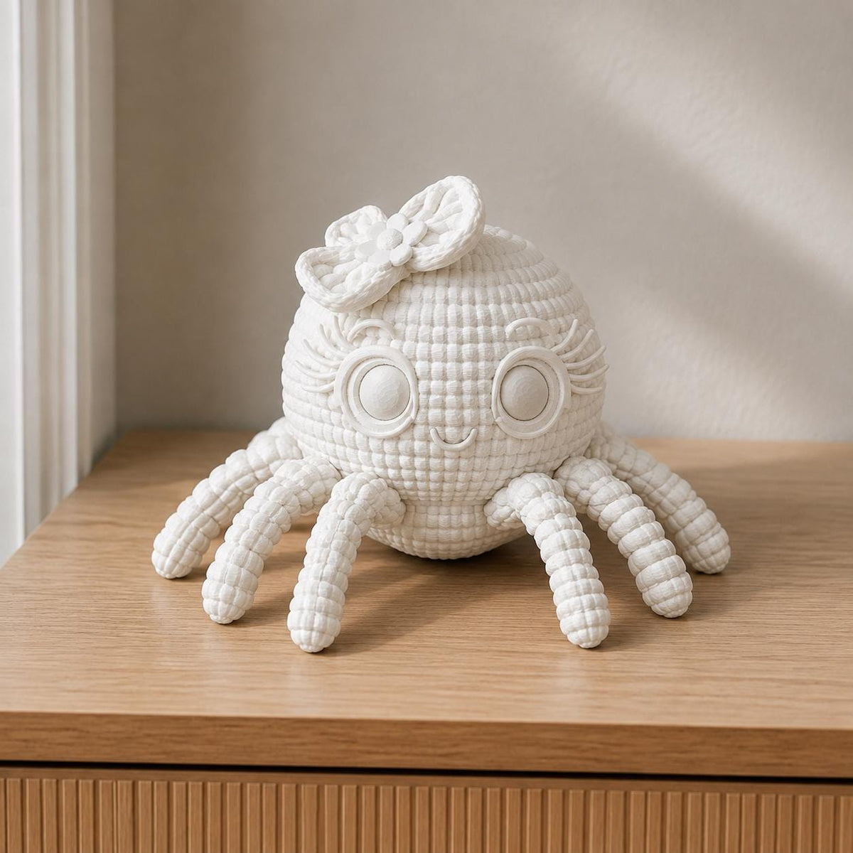 Spinnen-Oktopus mit Schleife in Strickoptik | Tierfigur handbemalt oder gedruckt | Made in Germany FehnFactory