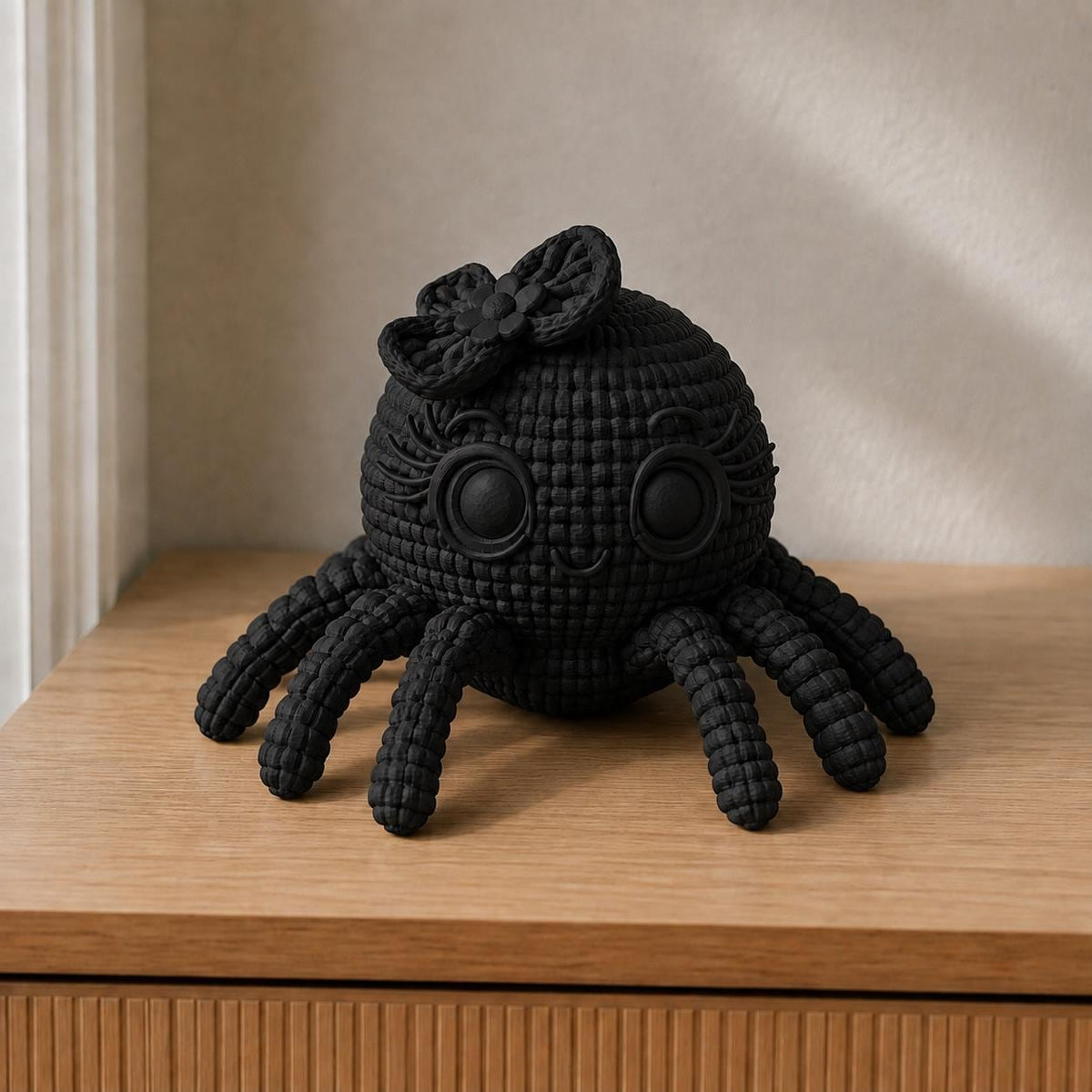 Spinnen-Oktopus mit Schleife in Strickoptik | Tierfigur handbemalt oder gedruckt | Made in Germany FehnFactory