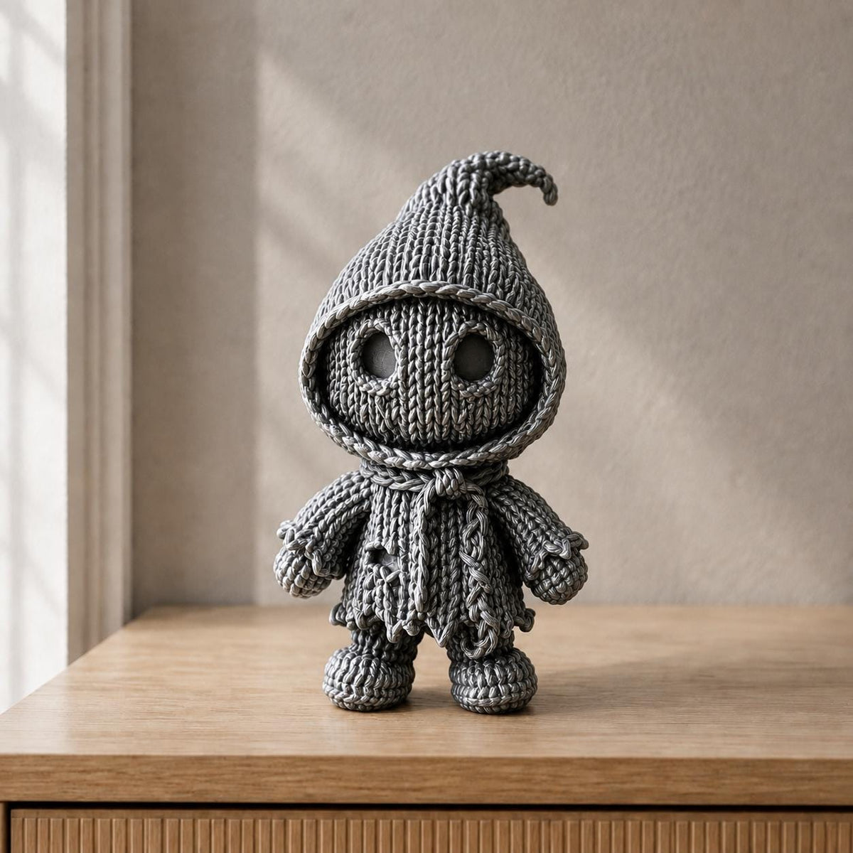 Verhüllte Schattenfigur in Strickoptik | Gothic-Deko handbemalt oder gedruckt | Made in Germany FehnFactory