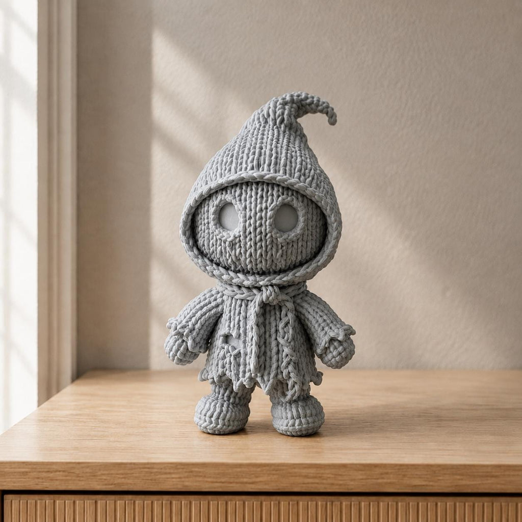 Verhüllte Schattenfigur in Strickoptik | Gothic-Deko handbemalt oder gedruckt | Made in Germany FehnFactory