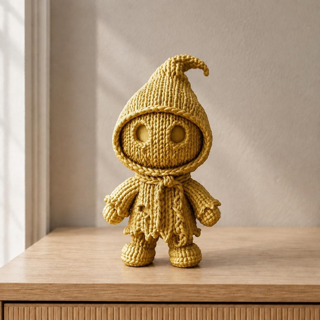 Verhüllte Schattenfigur in Strickoptik | Gothic-Deko handbemalt oder gedruckt | Made in Germany FehnFactory