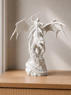 Drachenreiter auf geflügeltem Drachen | Fantasy-Skulptur handbemalt oder gedruckt | Made in Germany FehnFactory